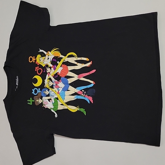 Y2K Sailor Moon Group Symbols Naoko Takeuchi T-Shirt Black Size Small Anime - Picture 11 of 11